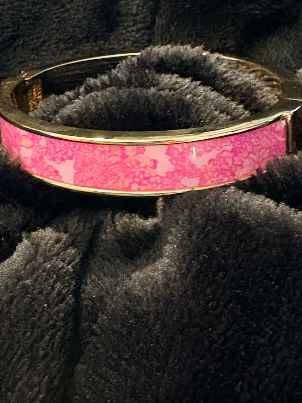 Pink Floral Lilly Pulitzer Enamel Hinged Bangle Bracelet
